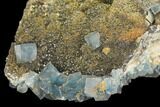 Blue-Green Cubic Fluorite on Smoky Quartz - China #147094-1